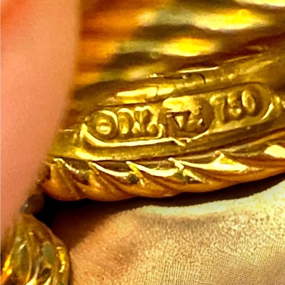 Authentic Vintage David Yurman 18k Yellow Gold Cable Diamond Ball Bypass Ring 6 - Picture 9 of 16